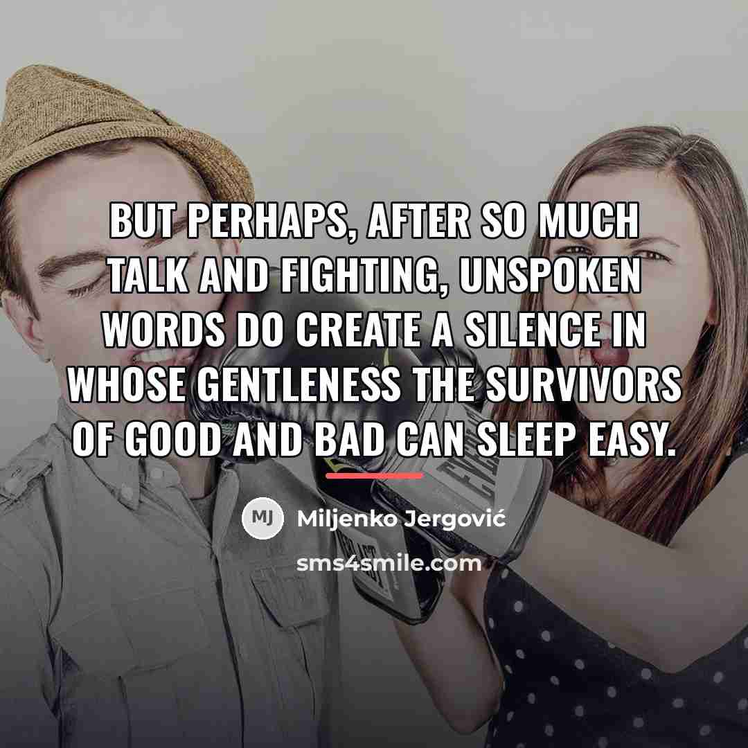 “But perhaps, after so much talk and fighting, unspoken words…” quote by Miljenko Jergovic
