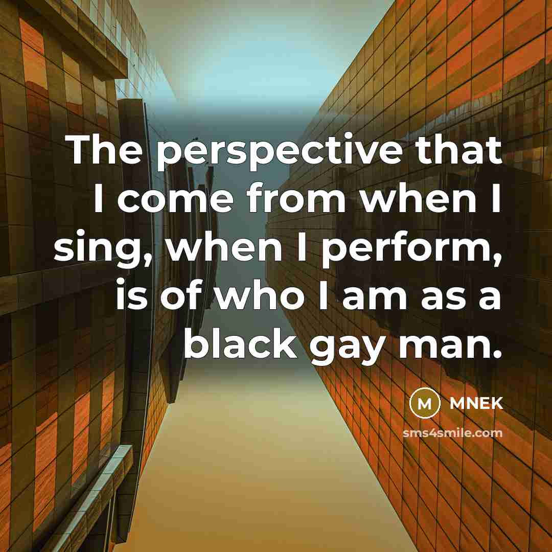 “The perspective that I come from when I sing, when…” quote by MNEK