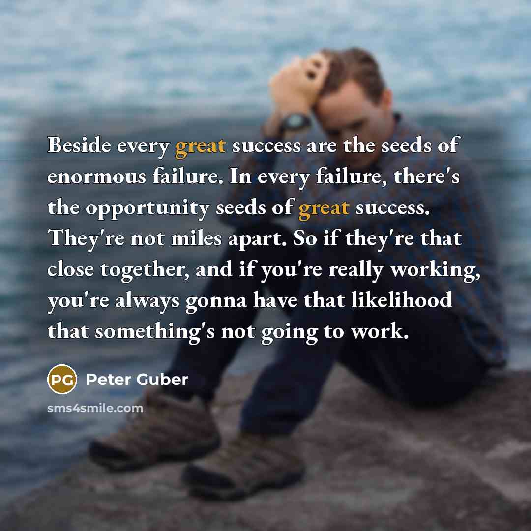 “Beside every great success are the seeds of enormous failure.…” quote by Peter Guber