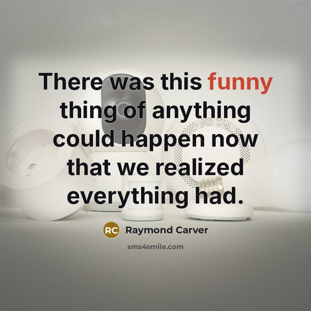 “There was this funny thing of anything could happen now that we realized everything had.” quote by Raymond Carver
