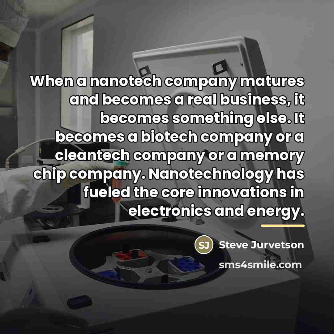 “When a nanotech company matures and becomes a real business,…” quote by Steve Jurvetson