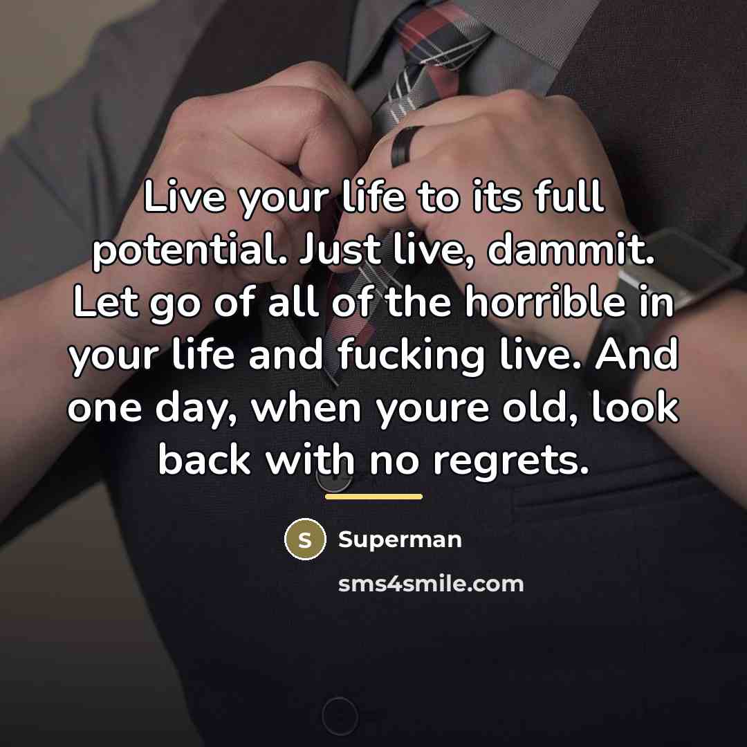 “Live your life to its full potential. Just live, dammit.…” quote by Superman