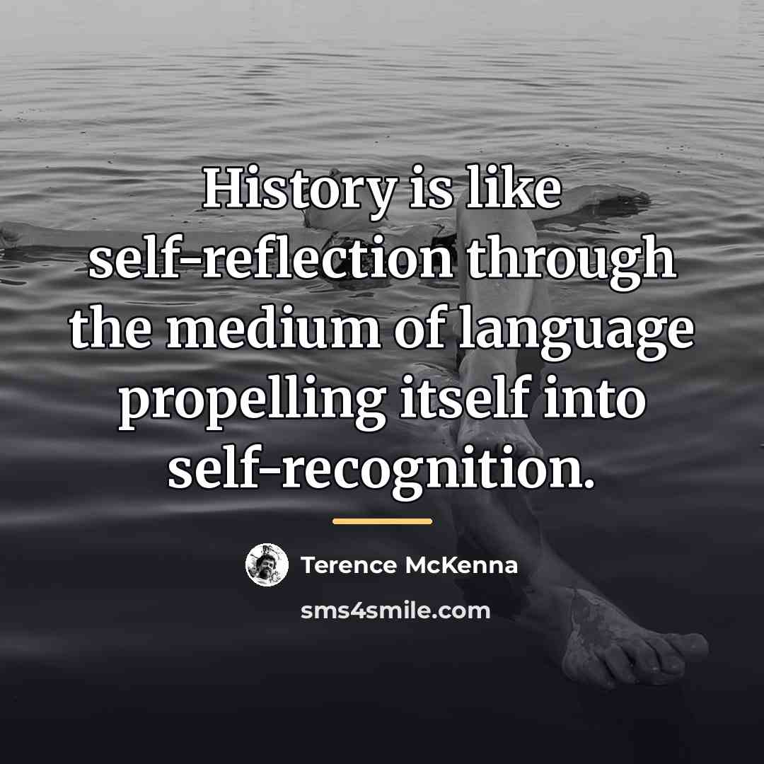 “History is like self-reflection through the medium of language propelling…” quote by Terence McKenna