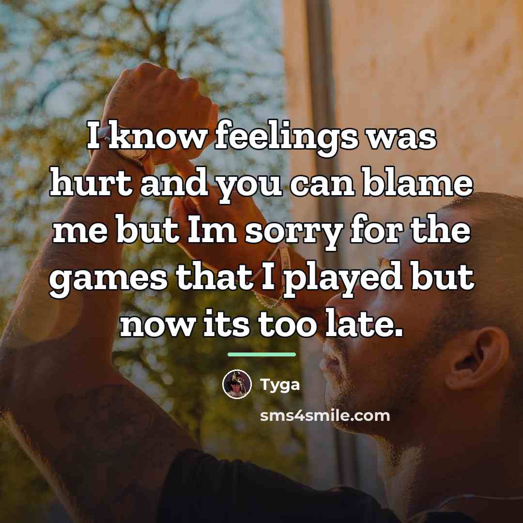 “I know feelings was hurt and you can blame me…” quote by Tyga