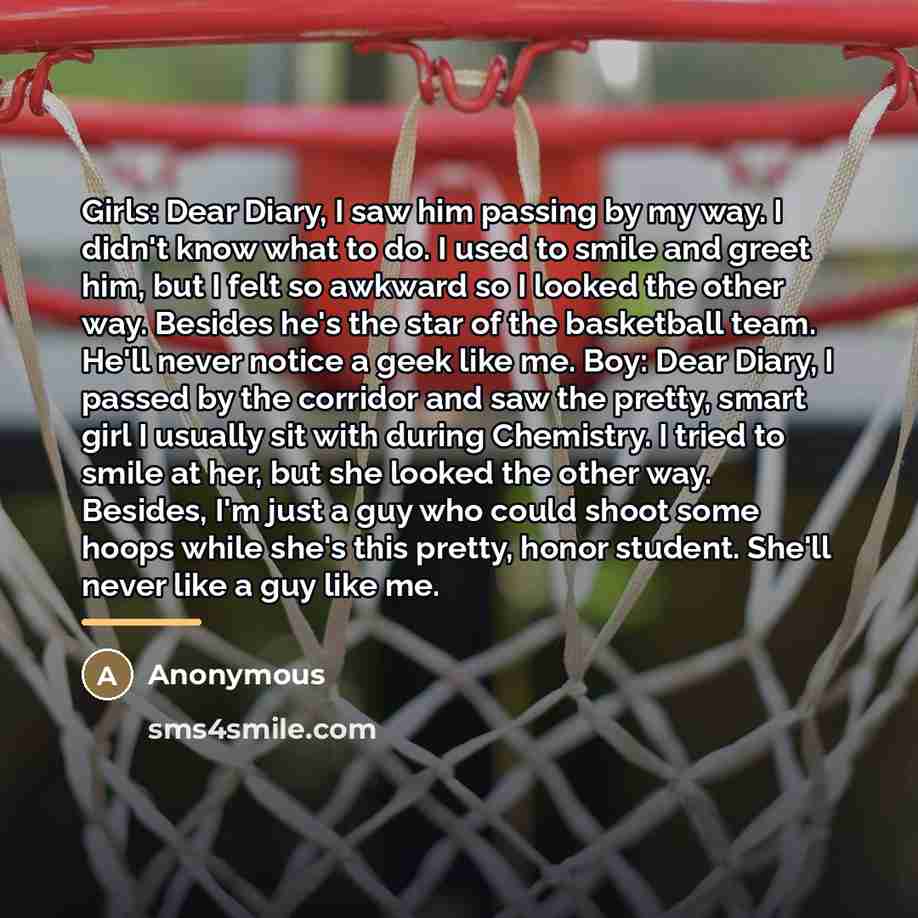 “Girls: Dear Diary, I saw him passing by my way.…” quote by Anonymous
