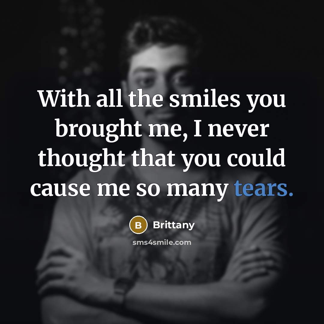 “With all the smiles you brought me, I never thought…” quote by Brittany