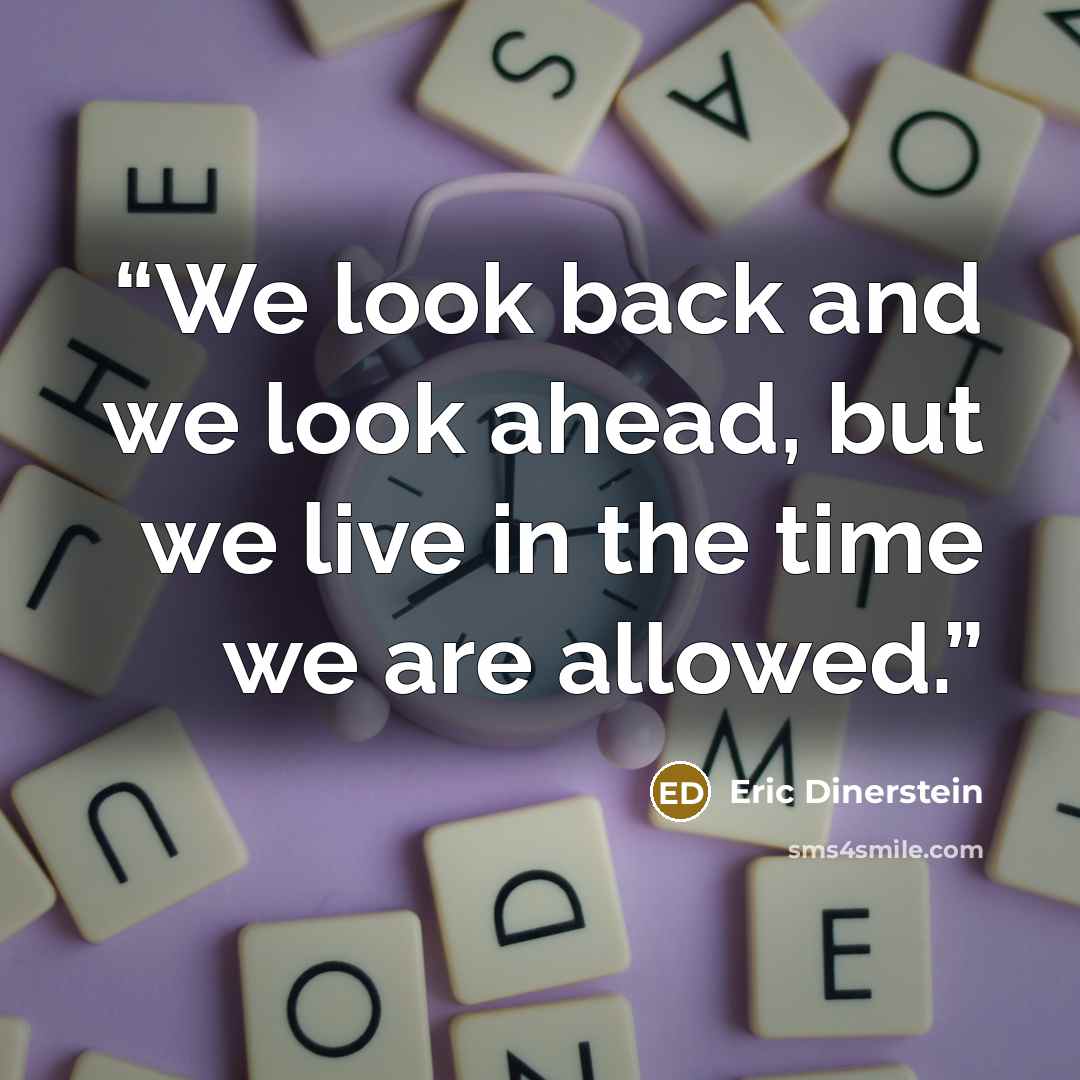“We look back and we look ahead, but we live in the time we are allowed.” quote by Eric Dinerstein