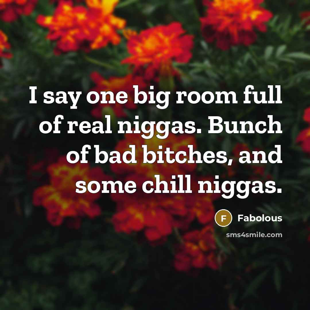 “I say one big room full of real niggas. Bunch…” quote by Fabolous