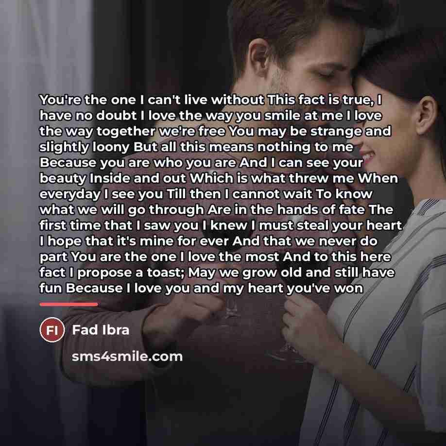 “You're the one I can't live without This fact is…” quote by Fad Ibra