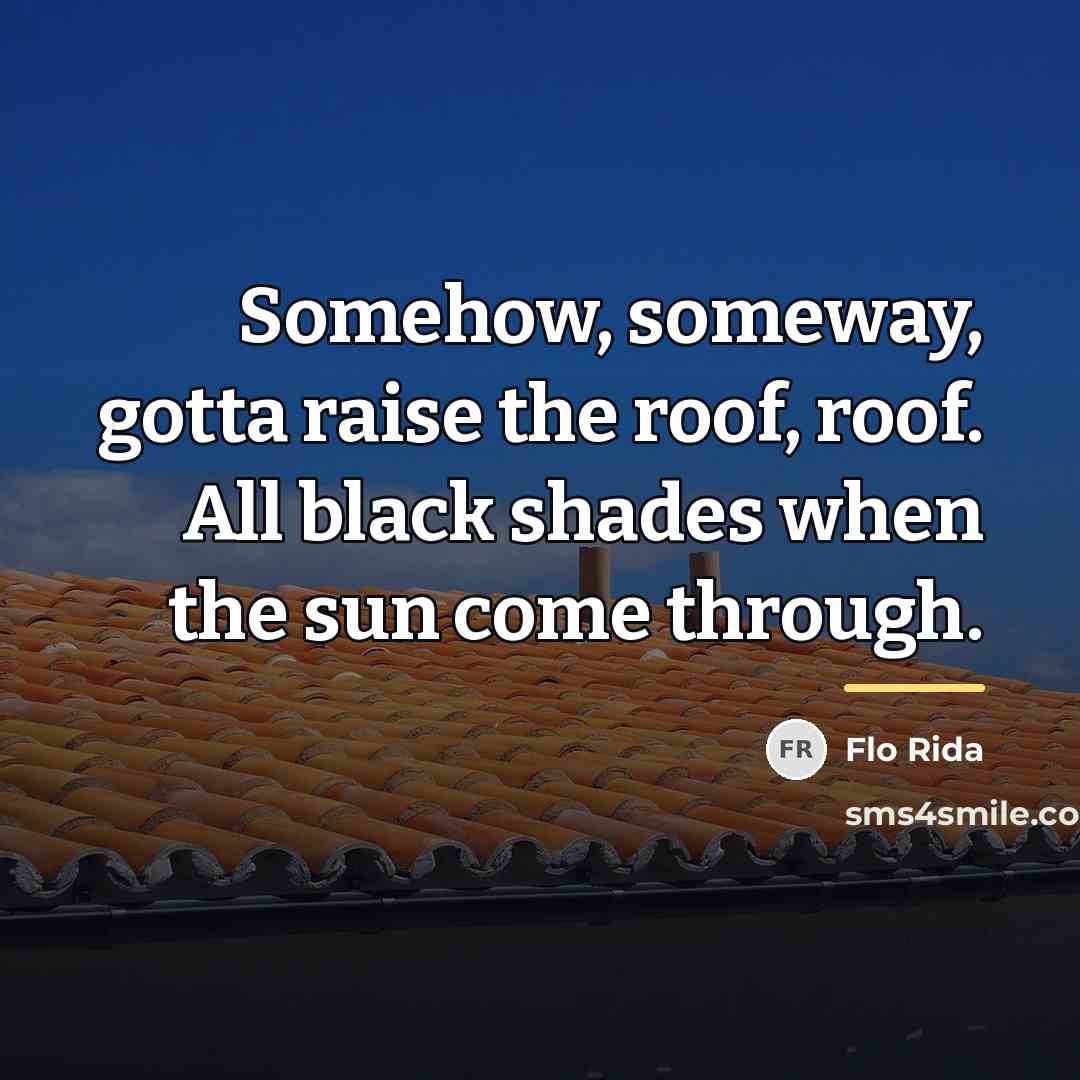 “Somehow, someway, gotta raise the roof, roof. All black shades…” quote by Flo Rida
