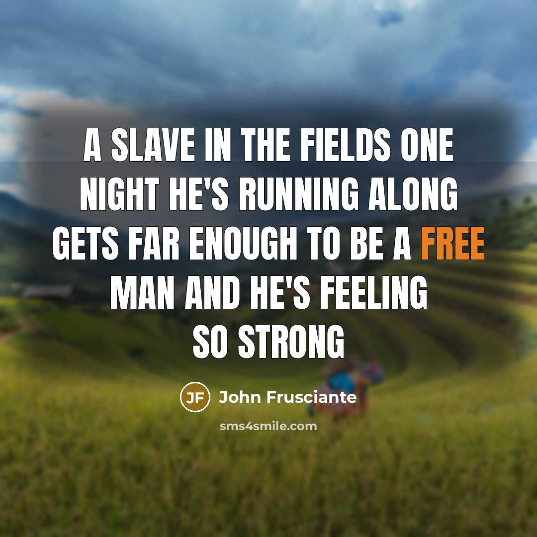 “A slave in the fields one night He's running along…” quote by John Frusciante