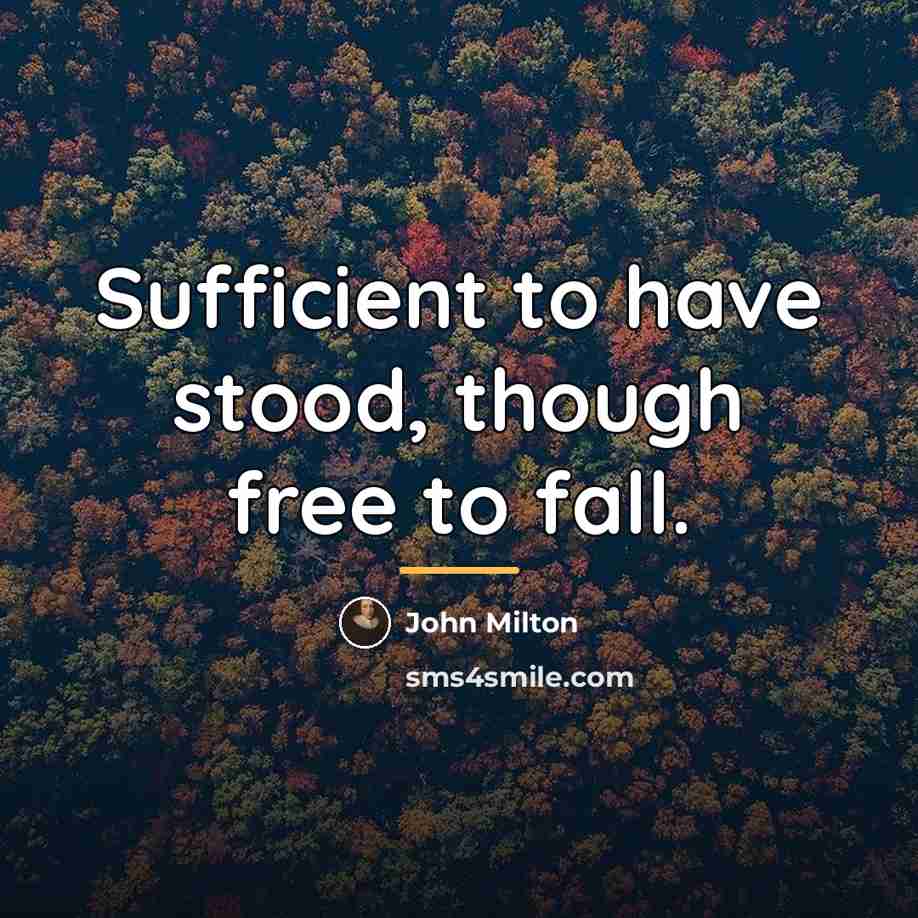 “Sufficient to have stood, though free to fall.…” quote by John Milton