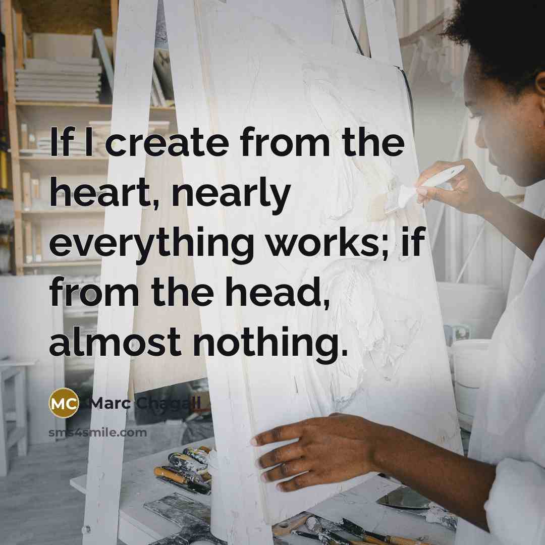 “If I create from the heart, nearly everything works; if…” quote by Marc Chagall