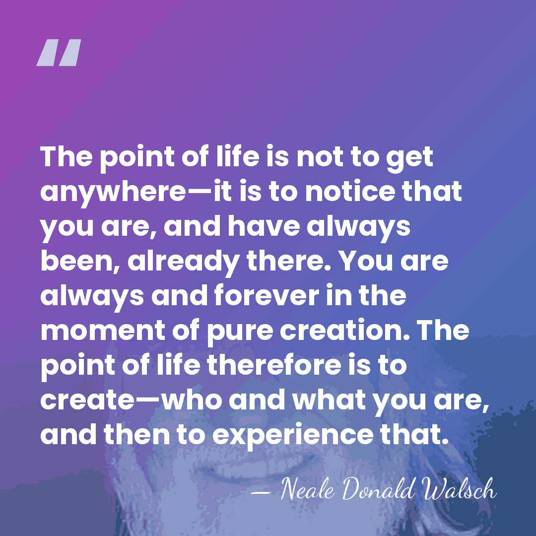 The point of life is not to get anywhere—it is to notice&hellip; - Neale Donald Walsch