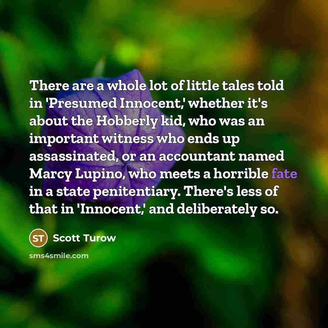 “There are a whole lot of little tales told in…” quote by Scott Turow
