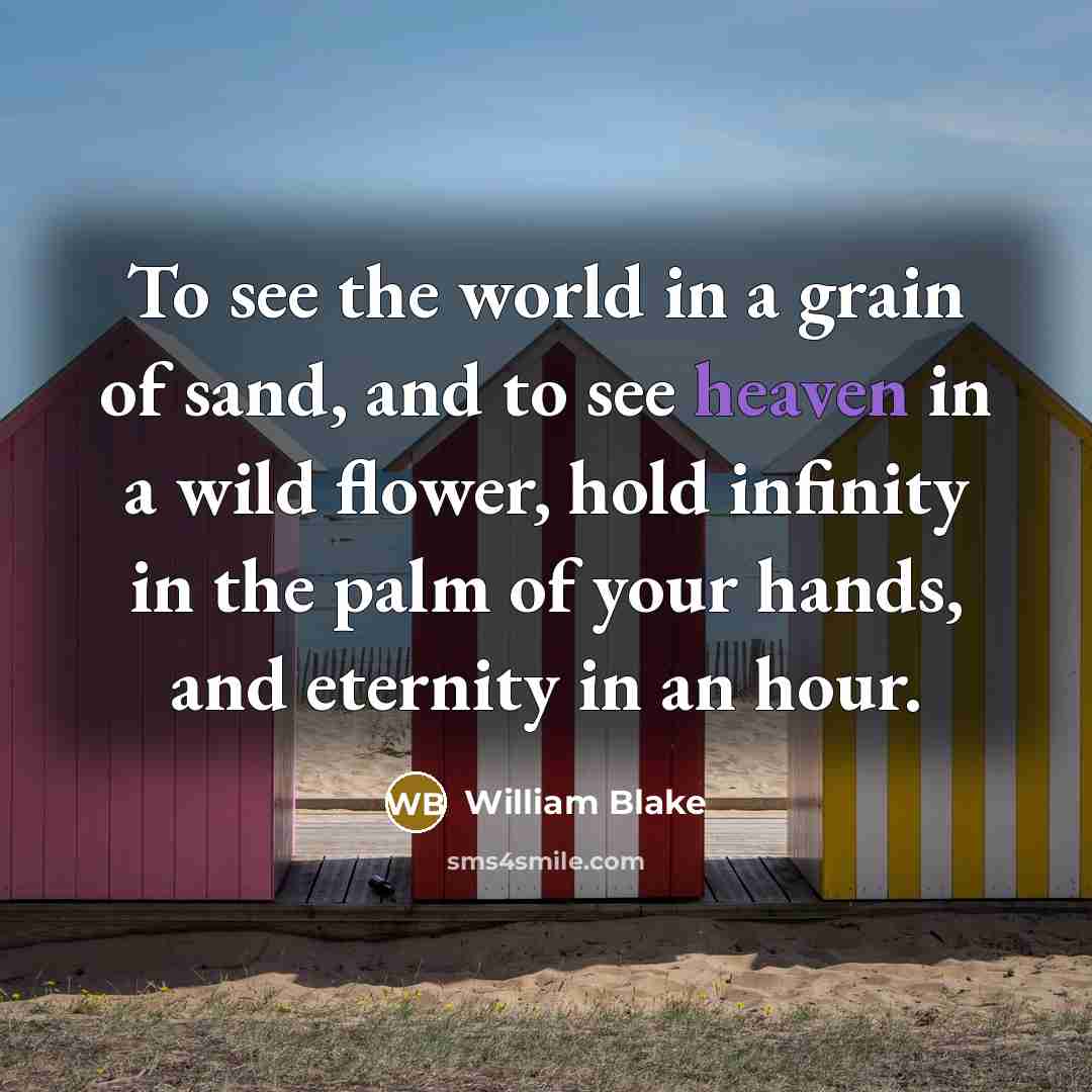 “To see the world in a grain of sand, and…” quote by William Blake