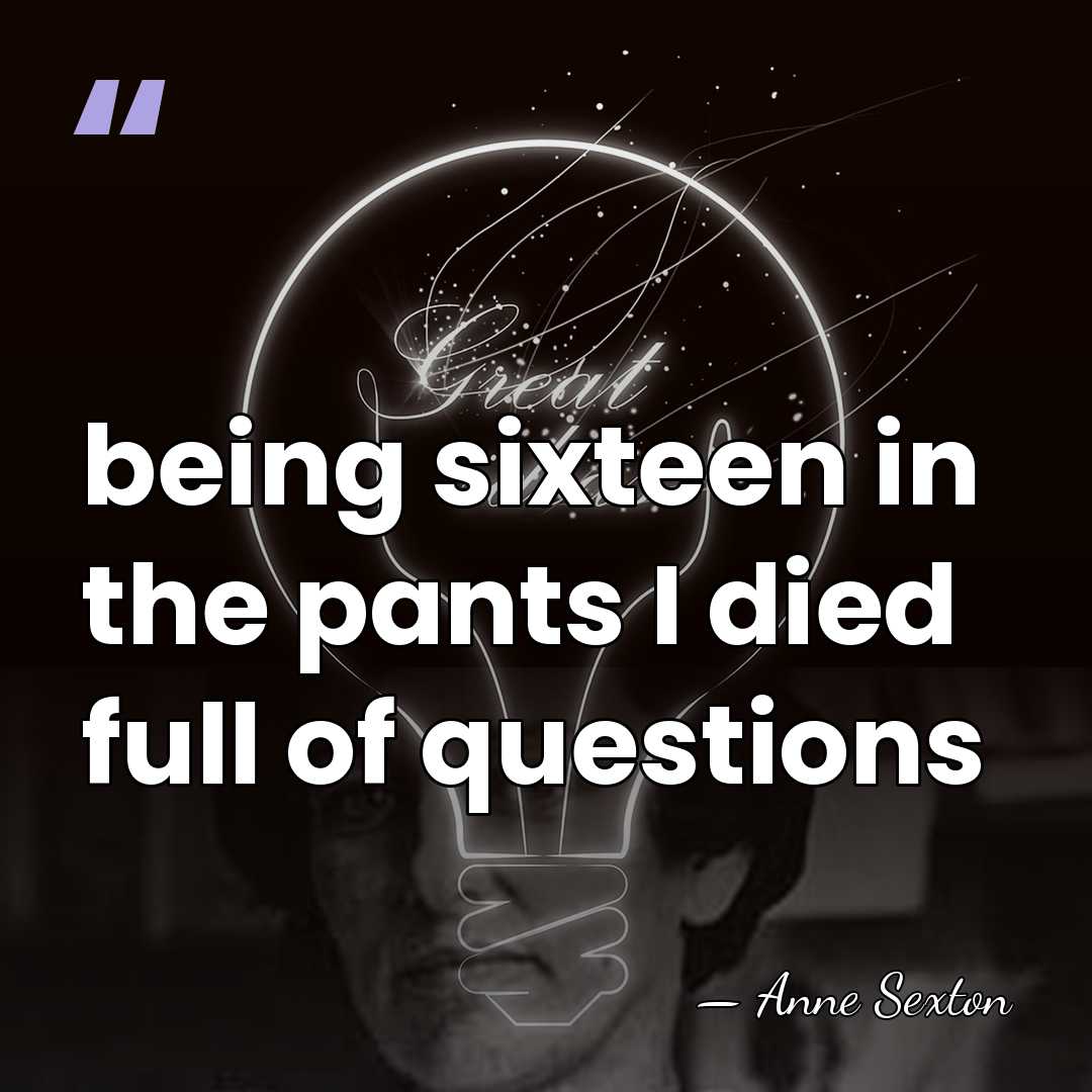 being sixteen in the pants I died full of questions - Anne Sexton