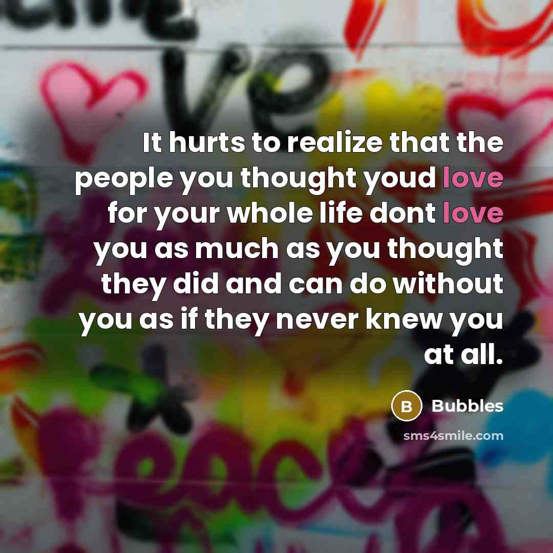 “It hurts to realize that the people you thought youd…” quote by Bubbles