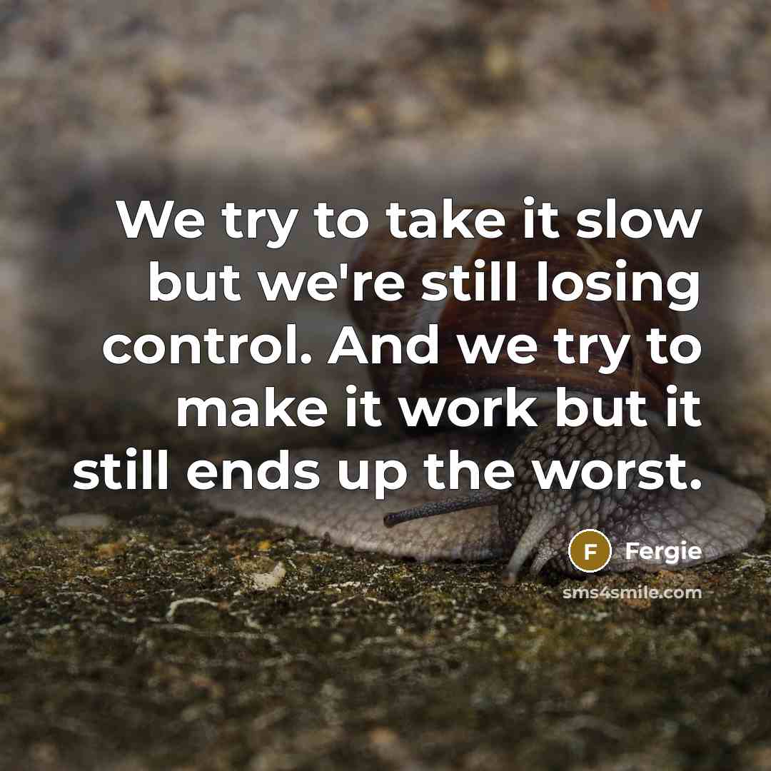 “We try to take it slow but we're still losing control. And we try to make it work but it still ends up the worst.” quote by Fergie
