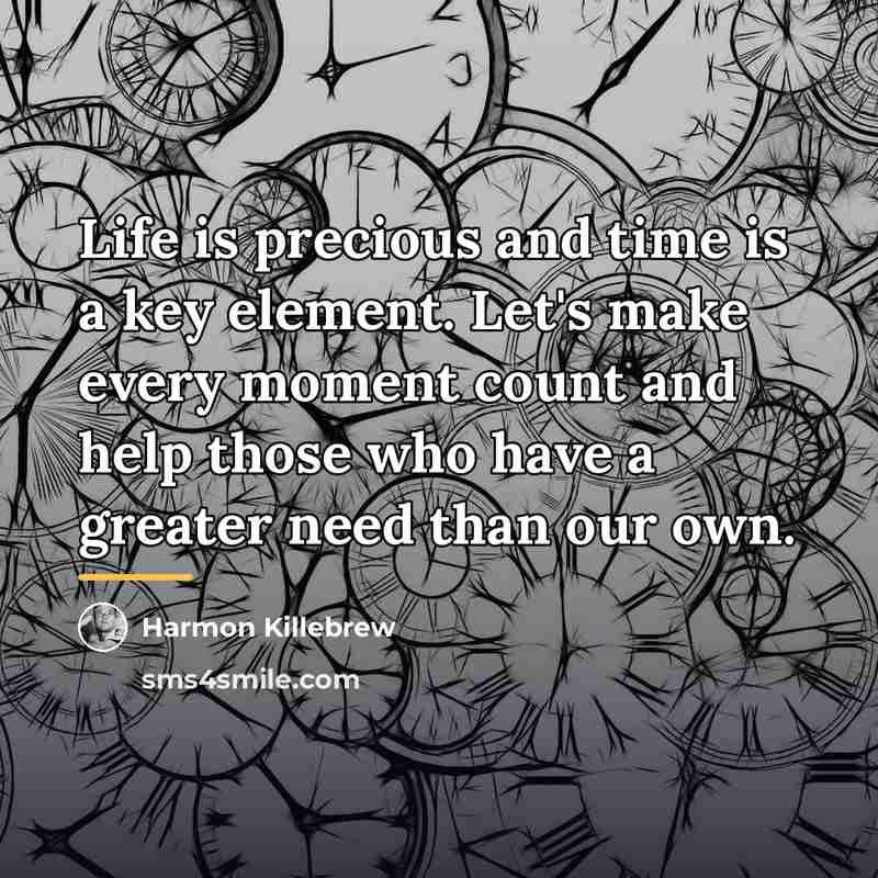 “Life is precious and time is a key element. Let's…” quote by Harmon Killebrew