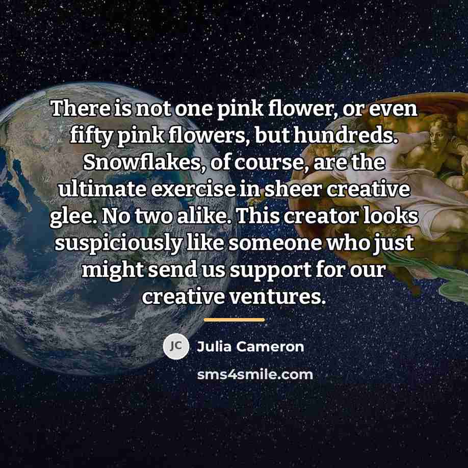 “There is not one pink flower, or even fifty pink…” quote by Julia Cameron