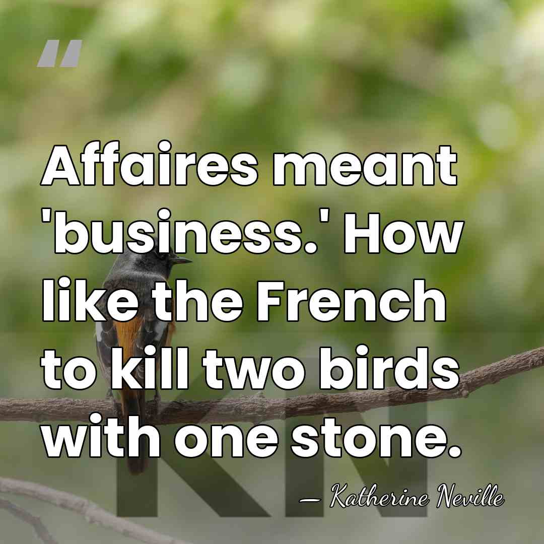 Affaires meant 'business.' How like the French to kill two birds with&hellip; - Katherine Neville
