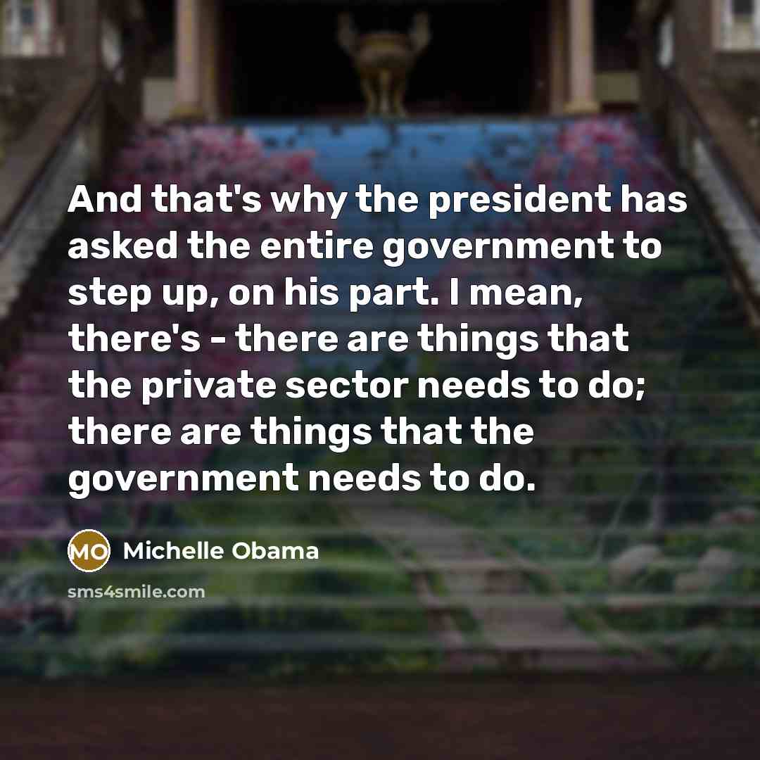 “And that's why the president has asked the entire government…” quote by Michelle Obama