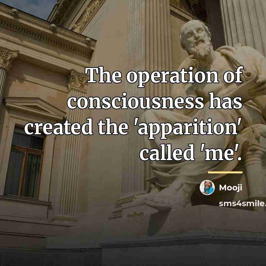 “The operation of consciousness has created the 'apparition' called 'me'.…” quote by Mooji