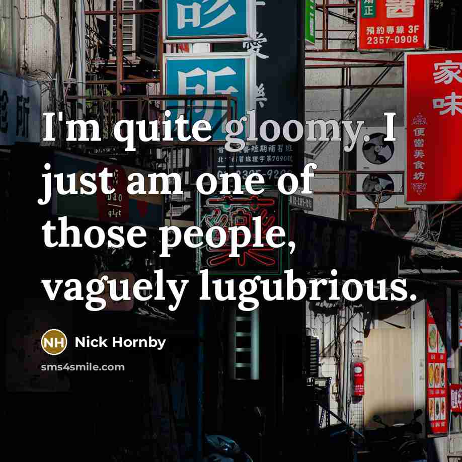 “I'm quite gloomy. I just am one of those people,…” quote by Nick Hornby