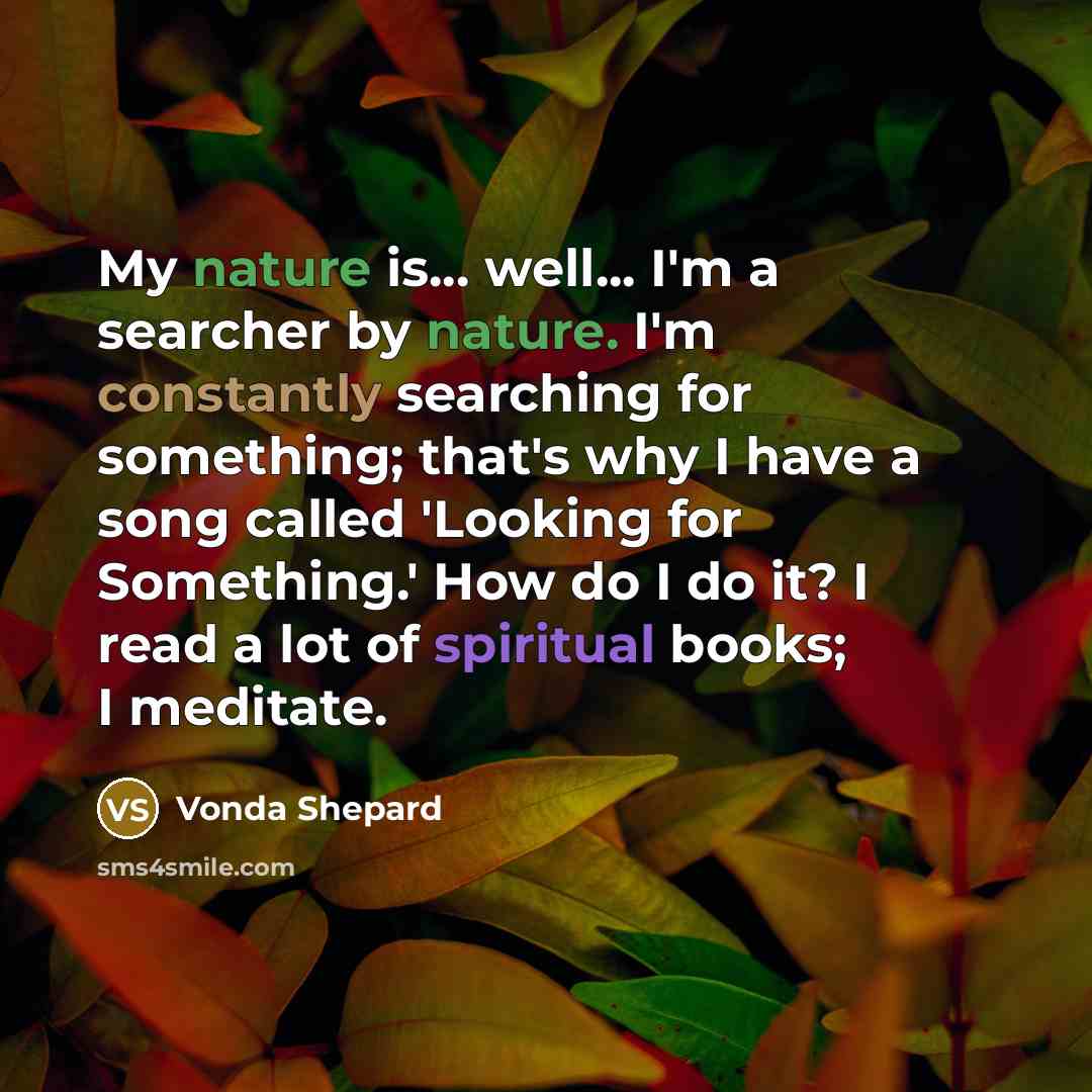 “My nature is... well... I'm a searcher by nature. I'm…” quote by Vonda Shepard