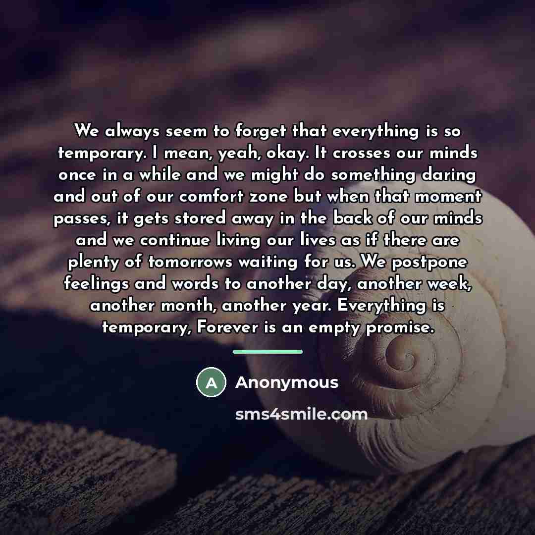 “We always seem to forget that everything is so temporary.…” quote by Anonymous