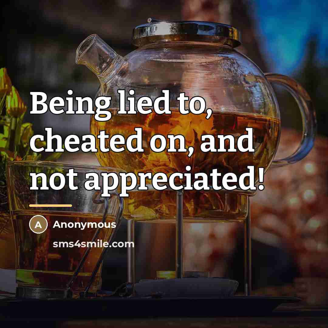 “Being lied to, cheated on, and not appreciated!…” quote by Anonymous