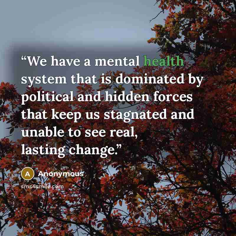 “We have a mental health system that is dominated by political and hidden forces that keep us stagnated and unable to see real, lasting change.” quote by Anonymous