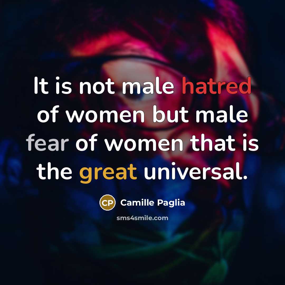 “It is not male hatred of women but male fear…” quote by Camille Paglia