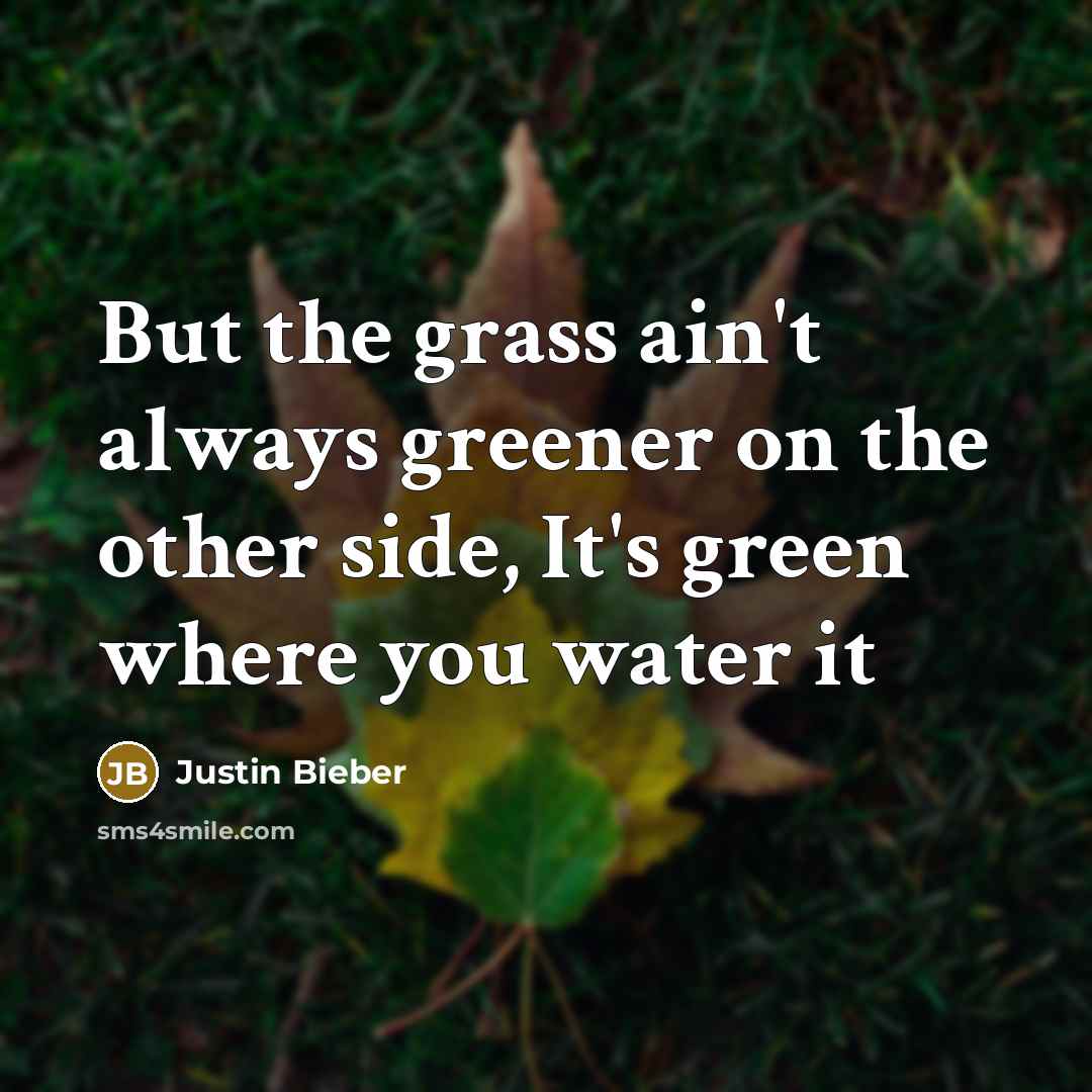 “But the grass ain't always greener on the other side,…” quote by Justin Bieber