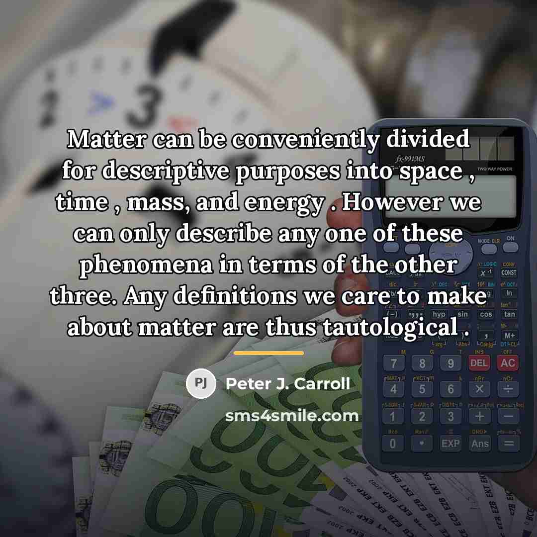 “Matter can be conveniently divided for descriptive purposes into space…” quote by Peter J. Carroll