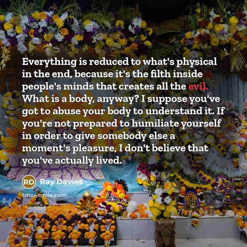 “Everything is reduced to what's physical in the end, because…” quote by Ray Davies