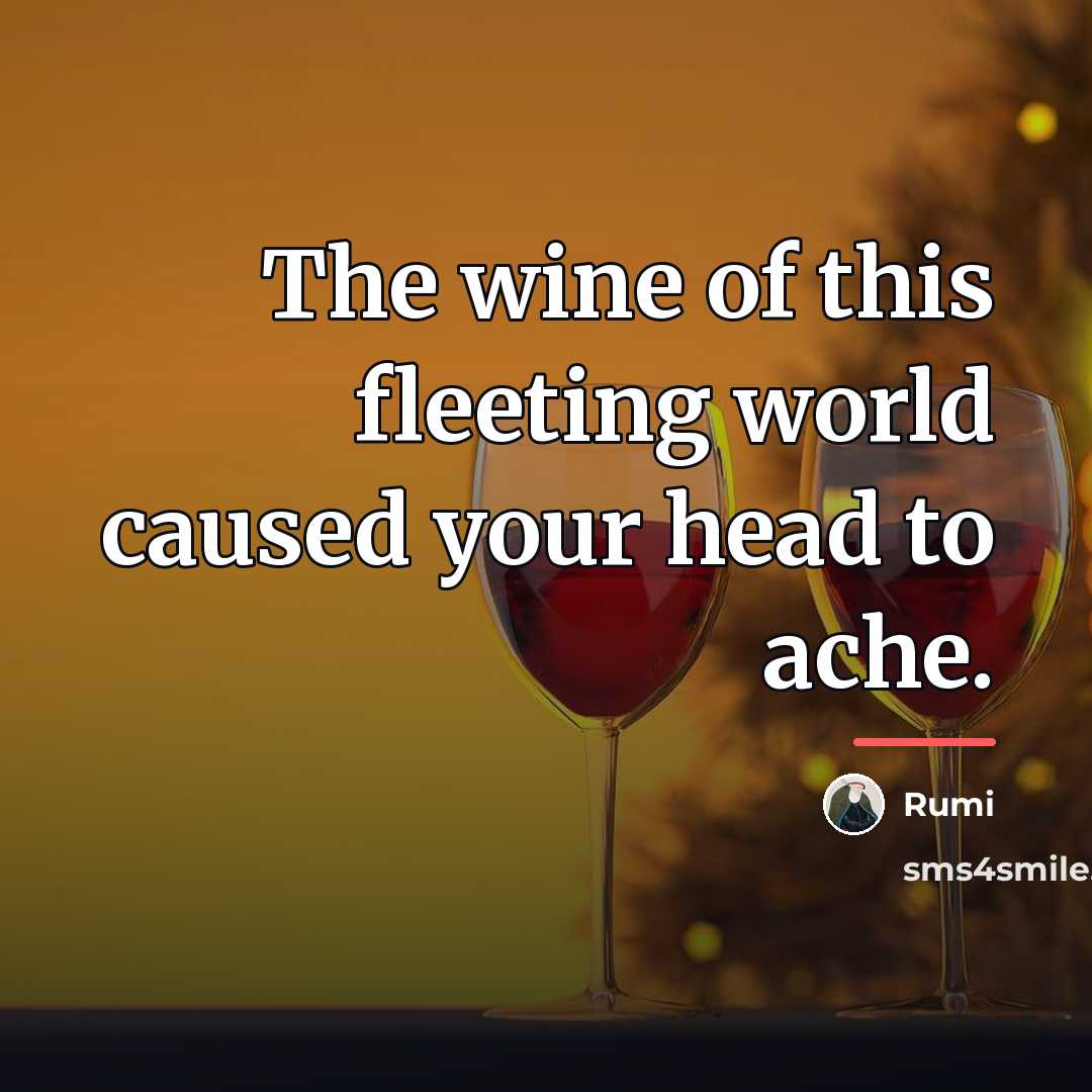 “The wine of this fleeting world caused your head to…” quote by Rumi