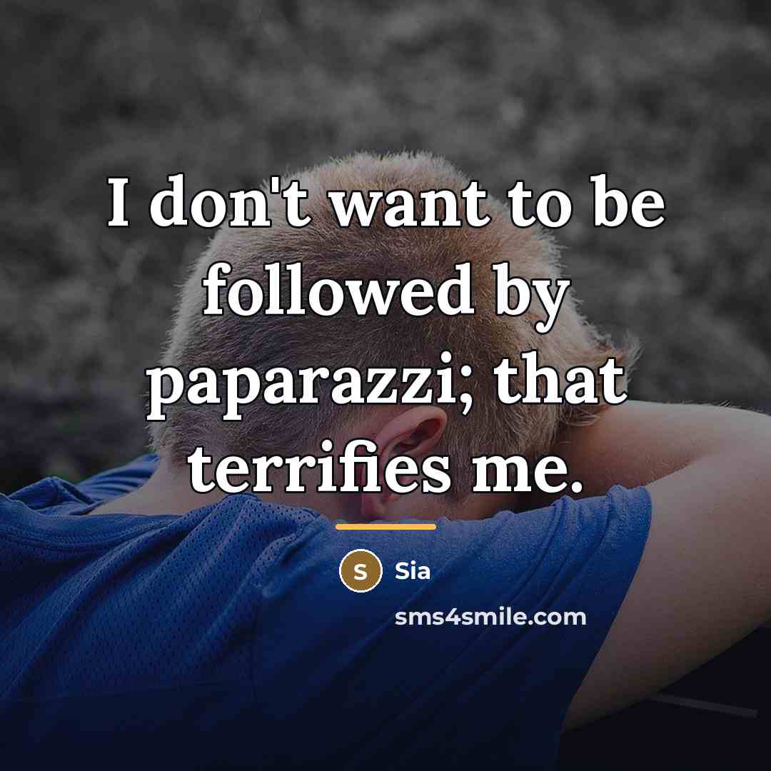 “I don't want to be followed by paparazzi; that terrifies…” quote by Sia