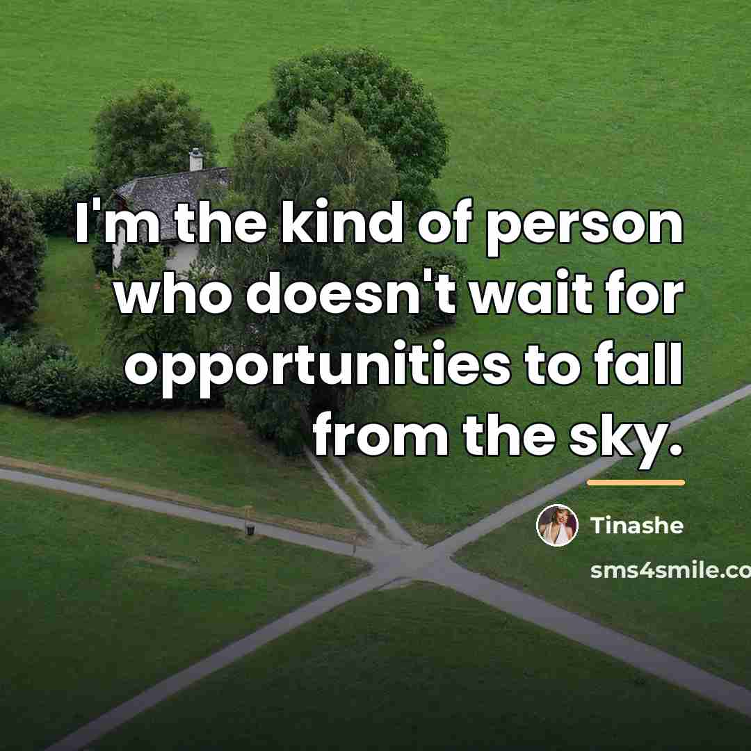 “I'm the kind of person who doesn't wait for opportunities…” quote by Tinashe