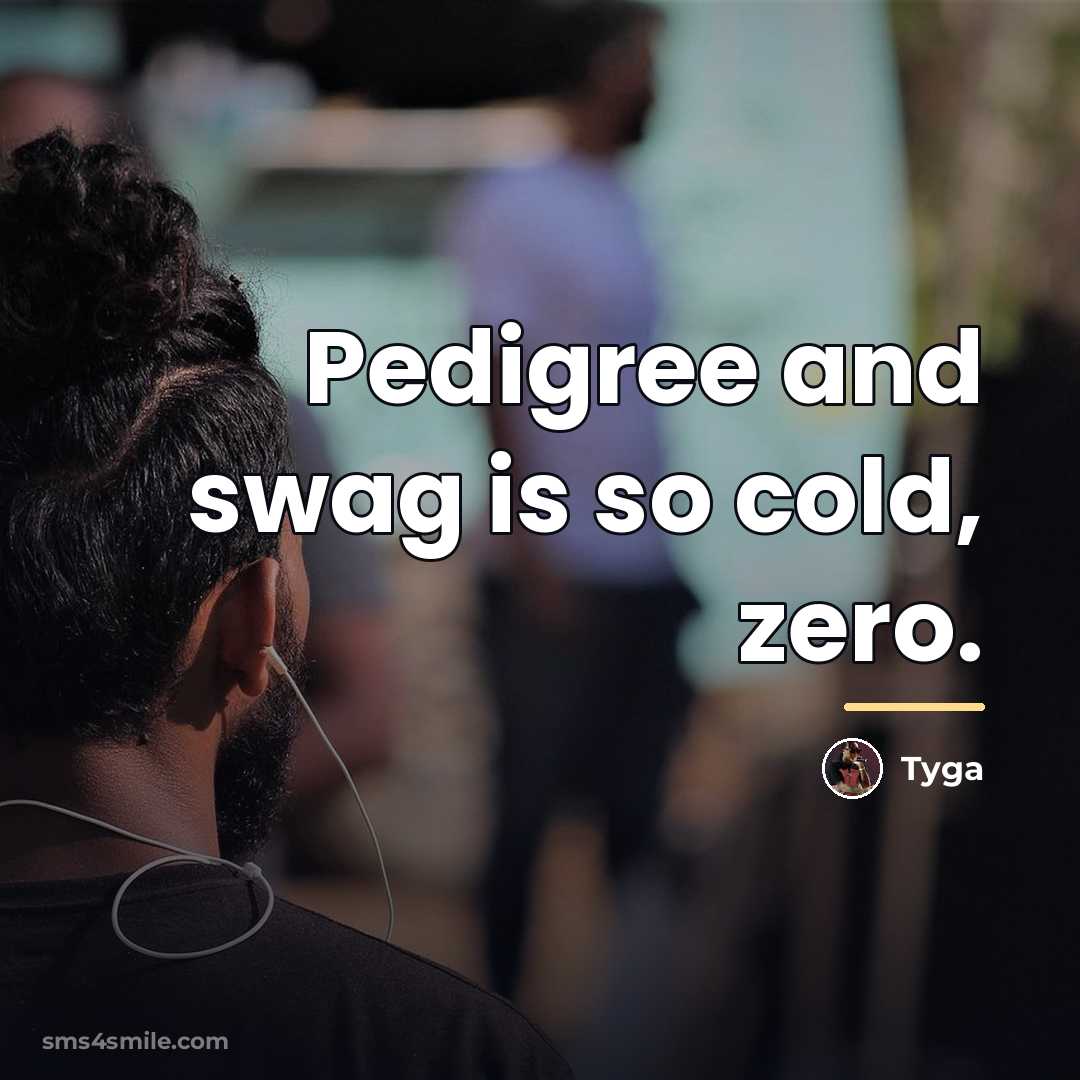 “Pedigree and swag is so cold, zero.…” quote by Tyga