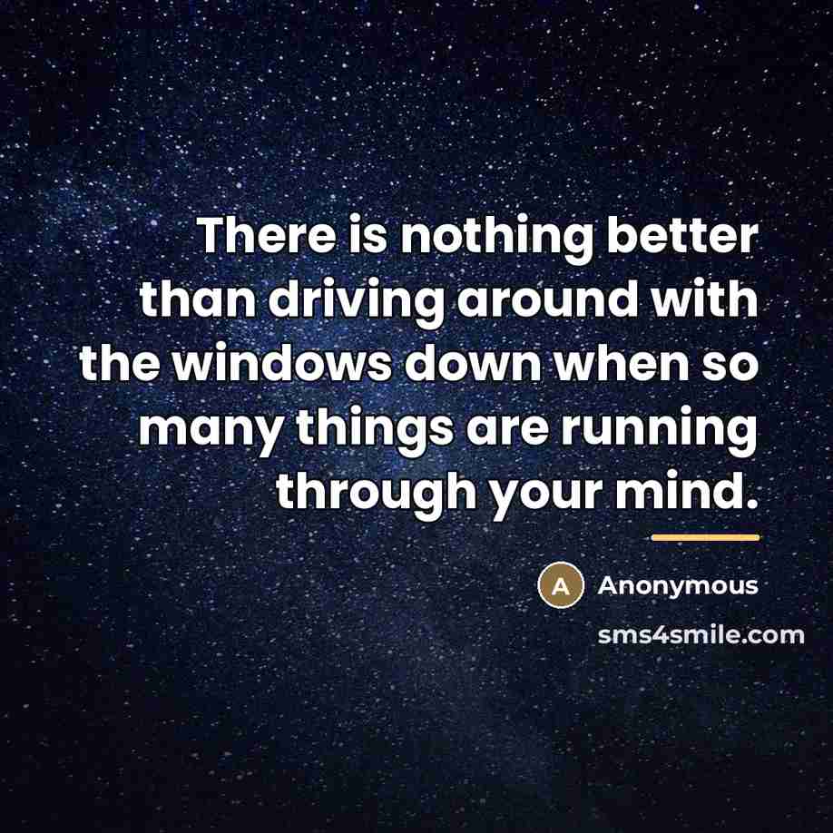 “There is nothing better than driving around with the windows…” quote by Anonymous