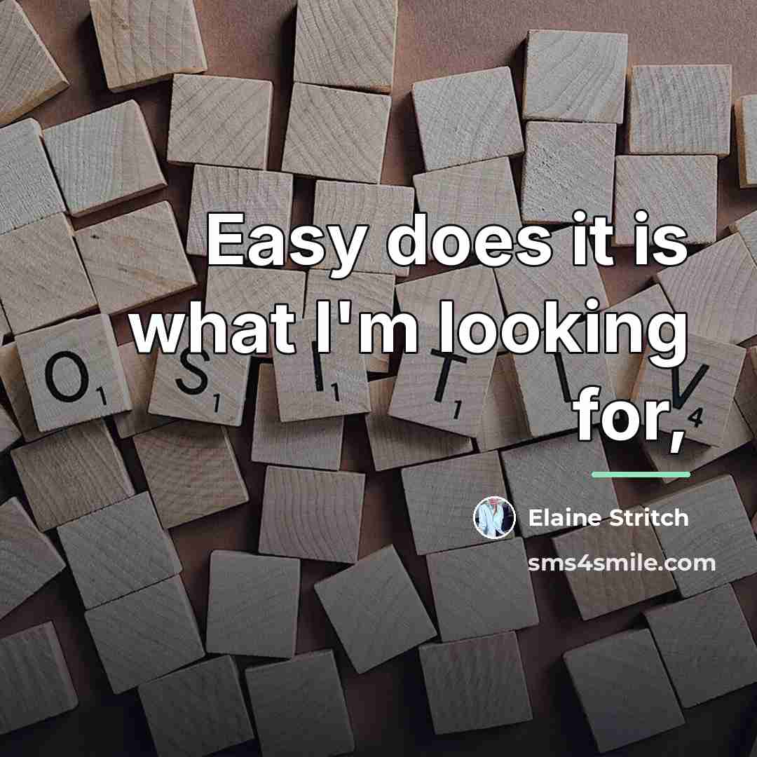 “Easy does it is what I'm looking for,…” quote by Elaine Stritch
