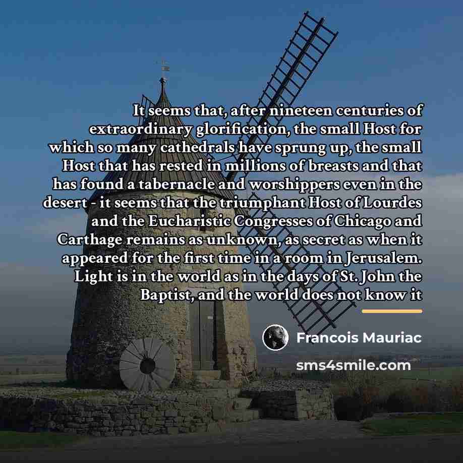 “It seems that, after nineteen centuries of extraordinary glorification, the…” quote by Francois Mauriac