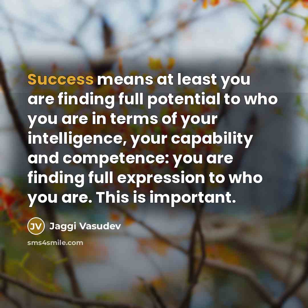 “Success means at least you are finding full potential to…” quote by Jaggi Vasudev