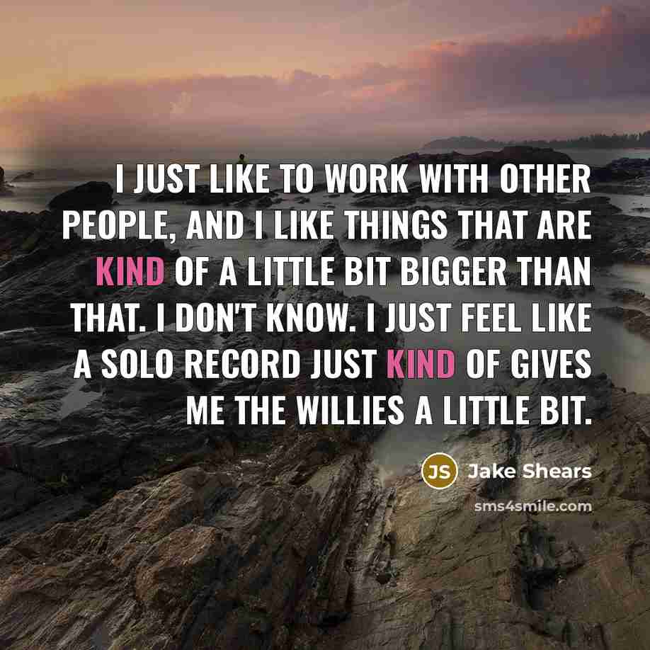 “I just like to work with other people, and I…” quote by Jake Shears