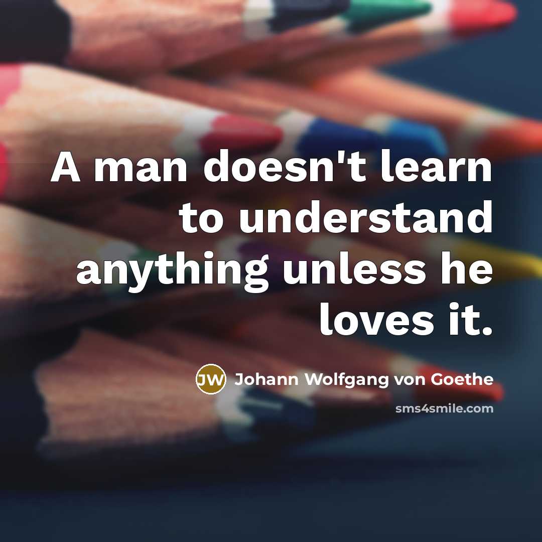 “A man doesn't learn to understand anything unless he loves…” quote by Johann Wolfgang von Goethe