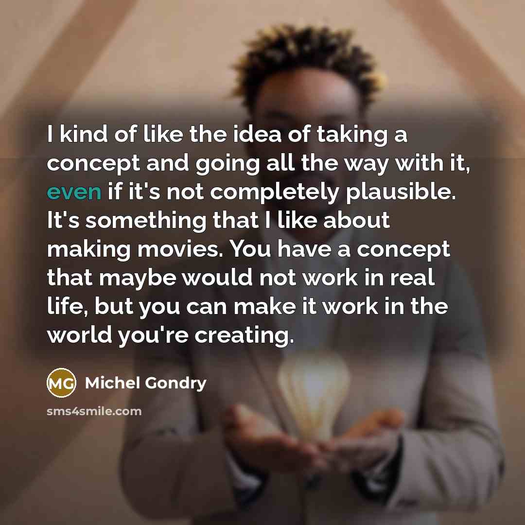 “I kind of like the idea of taking a concept…” quote by Michel Gondry