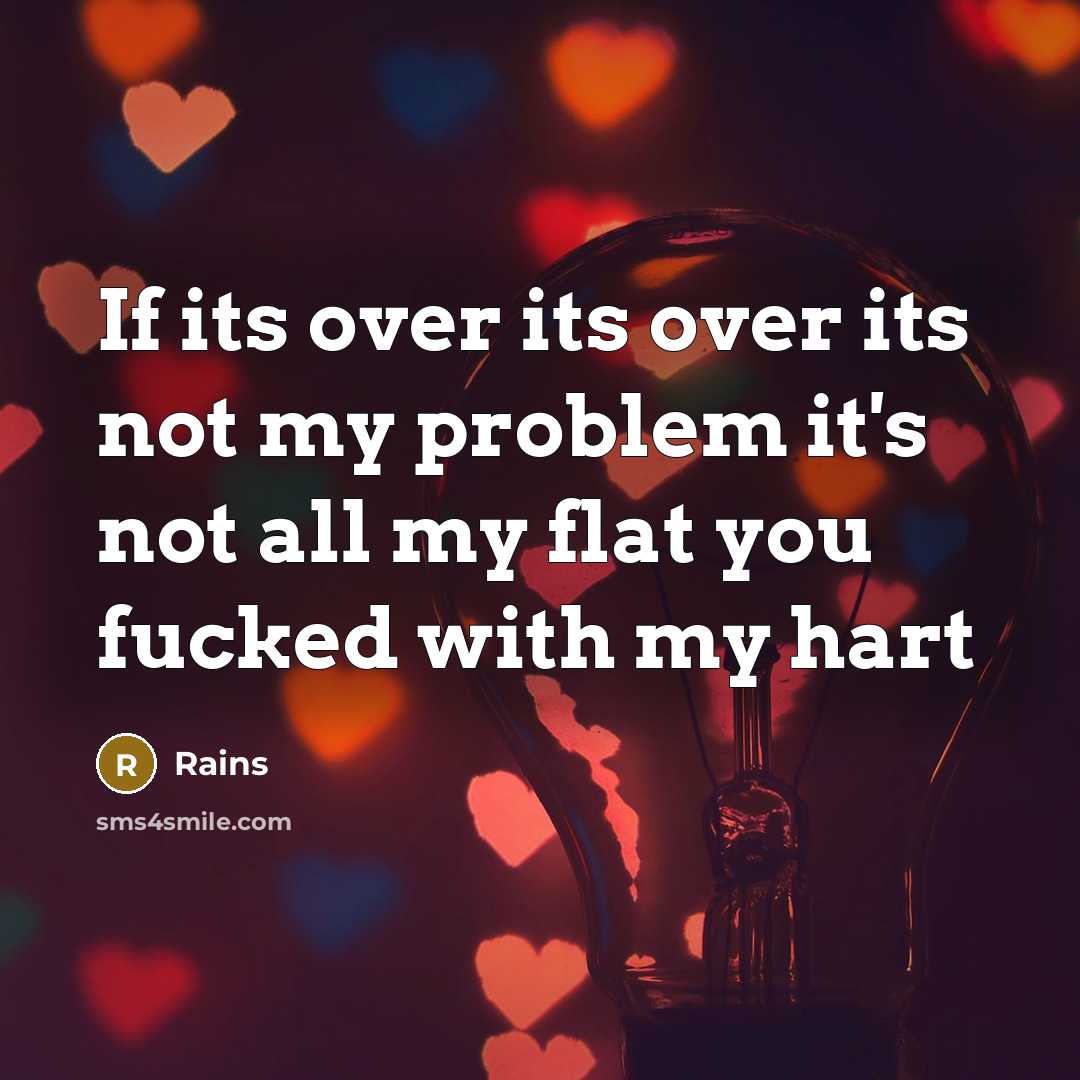 “If its over its over its not my problem it's not all my flat you fucked with my hart” quote by Rains