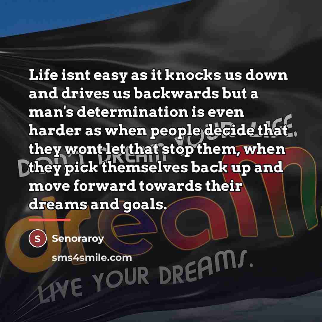 “Life isnt easy as it knocks us down and drives…” quote by Senoraroy